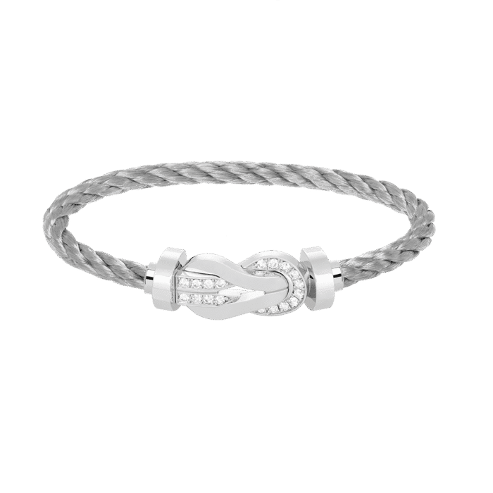 【Valeron Jewelry】CHANCE LARGE 8 FIGURE BUCKLE HALF DIAMOND BRACELET SILVER - Image 1
