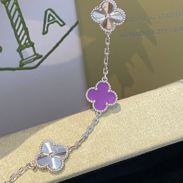 【Valeron Jewelry】CLOVER  5 MOTIFS  PURPLE VIOLET BRACELET SILVER - Image 3
