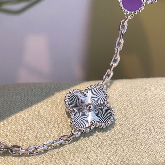 【Valeron Jewelry】CLOVER  5 MOTIFS  PURPLE VIOLET BRACELET SILVER - Image 4