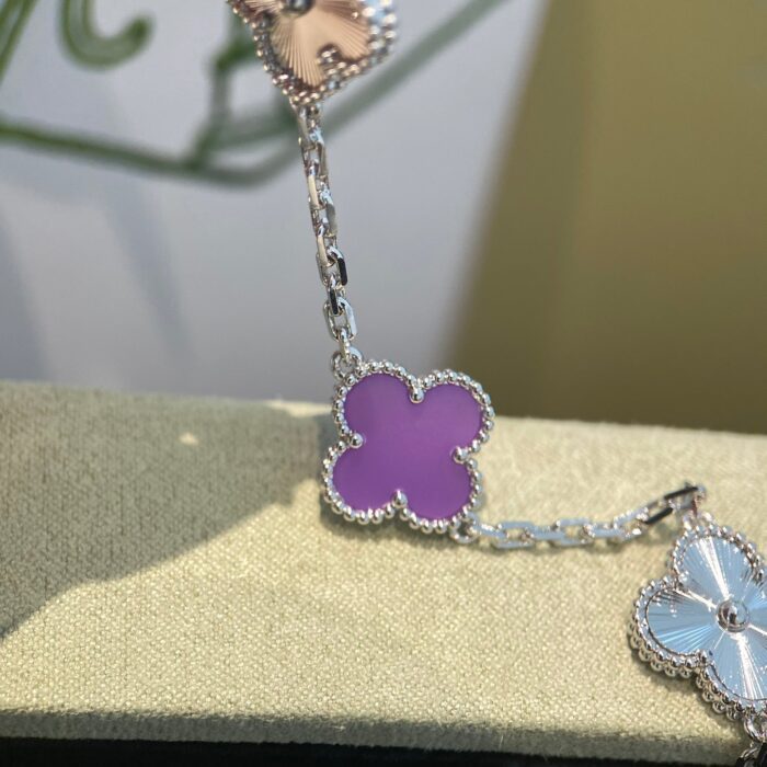 【Valeron Jewelry】CLOVER  5 MOTIFS  PURPLE VIOLET BRACELET SILVER - Image 5