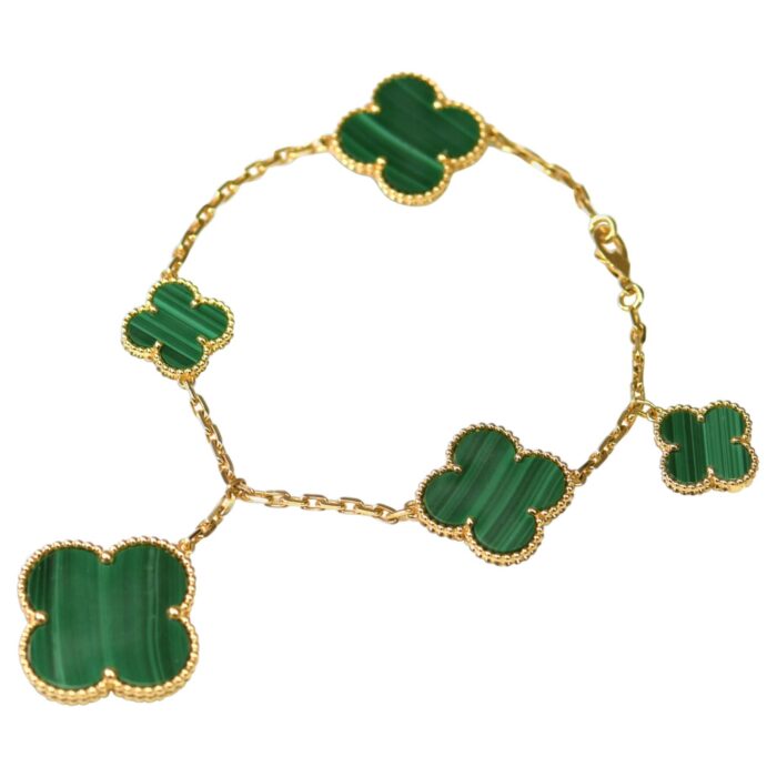 【Valerone Jewelry】MAGIC CLOVER MALACHITE GOLD BRACELET 5 MOTIFS - Image 2