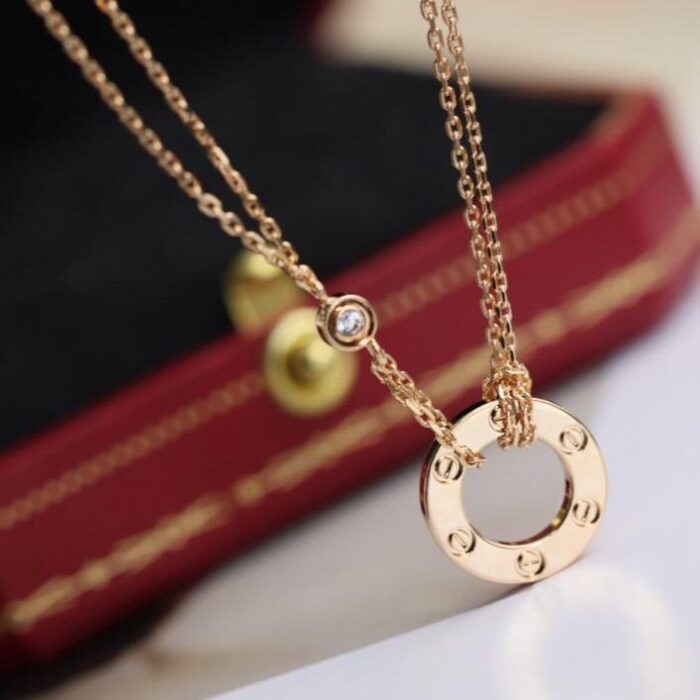 【Valleron Jewelry】LOVE NECKLACE ADJUSTABLE ROSE GOLD 2 DIAMOND - Image 1