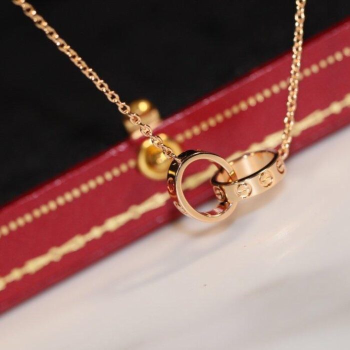 【Valleron Jewelry】LOVE NECKLACE PINK GOLD AND SILVER - Image 1