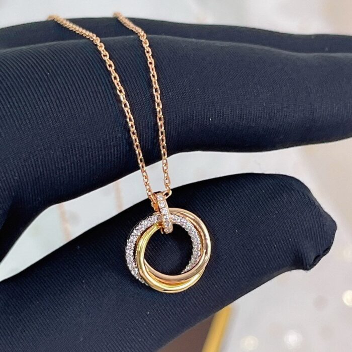 【Valerone Jewelry】TRINITY NECKLACE SILVER GOLD PINK GOLD DIAMONDS - Image 3