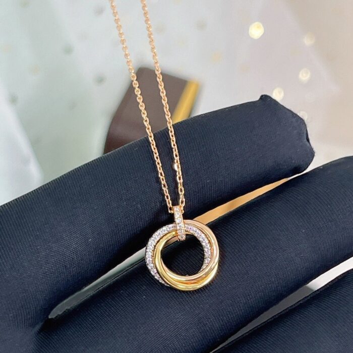 【Valerone Jewelry】TRINITY NECKLACE SILVER GOLD PINK GOLD DIAMONDS - Image 4