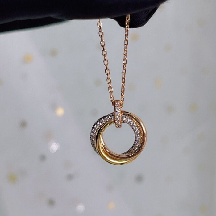 【Valerone Jewelry】TRINITY NECKLACE SILVER GOLD PINK GOLD DIAMONDS - Image 7