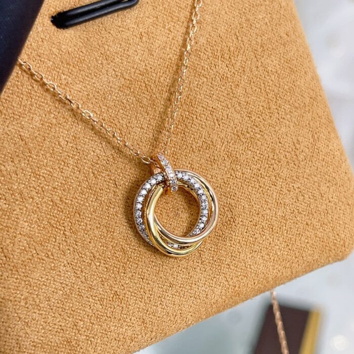 【Valerone Jewelry】TRINITY NECKLACE SILVER GOLD PINK GOLD DIAMONDS - Image 8
