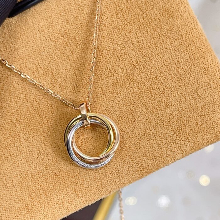 【Valerone Jewelry】TRINITY NECKLACE SILVER GOLD PINK GOLD DIAMONDS - Image 9