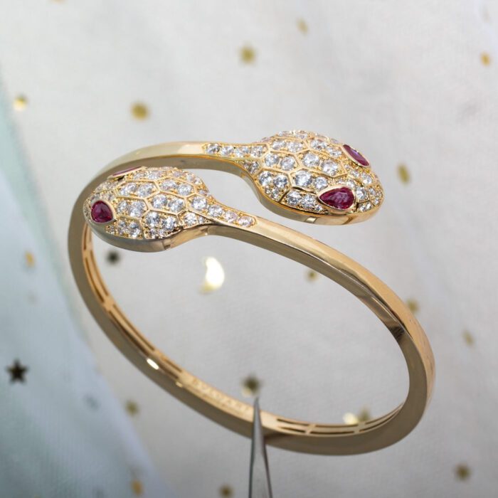 【Valerone Jewelry】SERPENTI BRACELET PINK GOLD DIAMOND DOUBLE SNAKE - Image 1