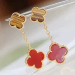 【Valeron Jewelry】CLOVER  2 MOTIF  TIGER EYE CARNELIAN EARRINGS - Image 3