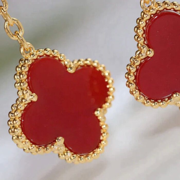 【Valeron Jewelry】CLOVER  2 MOTIF  TIGER EYE CARNELIAN EARRINGS - Image 8