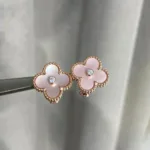 【Valeron Jewelry】CLOVER MEDIUM 1 MOTIFS  PINK MOP DIAMOND EARRINGS - Image 11