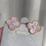 【Valeron Jewelry】CLOVER MEDIUM 1 MOTIFS  PINK MOP DIAMOND EARRINGS - Image 12