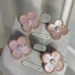 【Valeron Jewelry】CLOVER MEDIUM 1 MOTIFS  PINK MOP DIAMOND EARRINGS - Image 15
