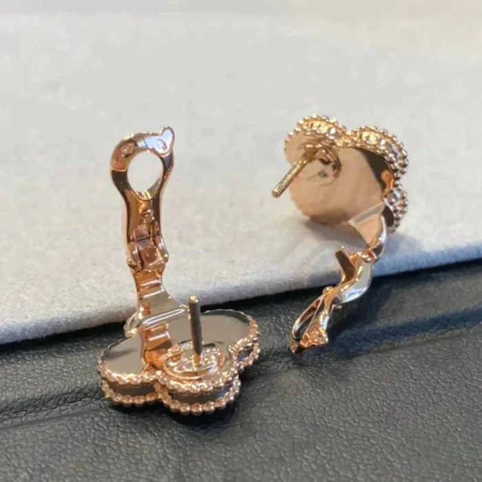 【Valeron Jewelry】CLOVER MEDIUM 1 MOTIFS GRAY MOP  DIAMOND EARRINGS - Image 7