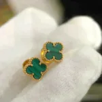 【Valeron Jewelry】CLOVER MINI 9.5MM MALACHITE  EARRINGS