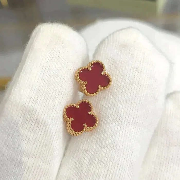 【Valeron Jewelry】CLOVER MINI 9.5MM CARNELIAN EARRINGS - Image 2