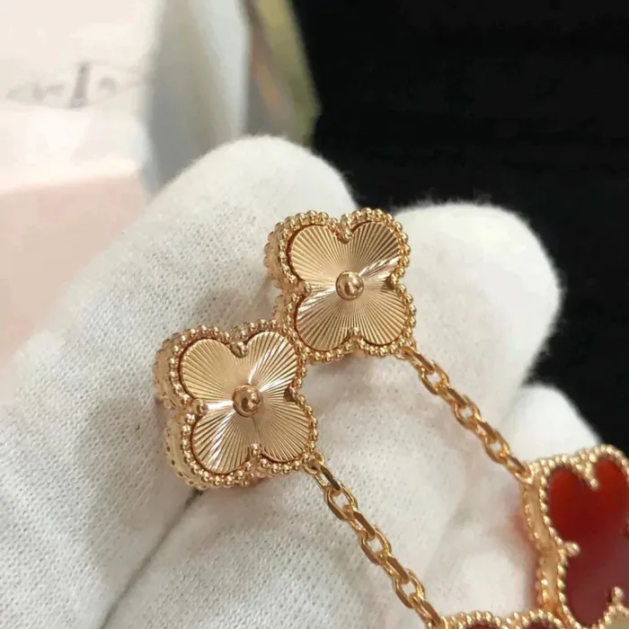 【Valeron Jewelry】CLOVER 2 MOTIF  LASER CARNELIAN EARRINGS - Image 5