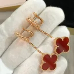 【Valeron Jewelry】CLOVER 2 MOTIF  LASER CARNELIAN EARRINGS - Image 7