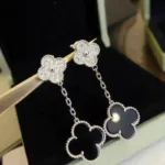 【Valeron Jewelry】CLOVER 2 MOTIFS  DIAMOND ONYX EARRINGS SILVER - Image 11