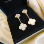 【Valeron Jewelry】CLOVER 2 MOTIF WHITE MOP EARRINGS - Image 3