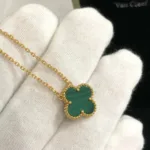 【Valleron Jewelry】CLOVER 15MM MALACHITE SINGLE FLOWER  NECKLACE - Image 3