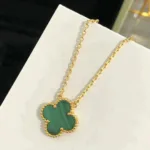 【Valleron Jewelry】CLOVER 15MM MALACHITE SINGLE FLOWER  NECKLACE