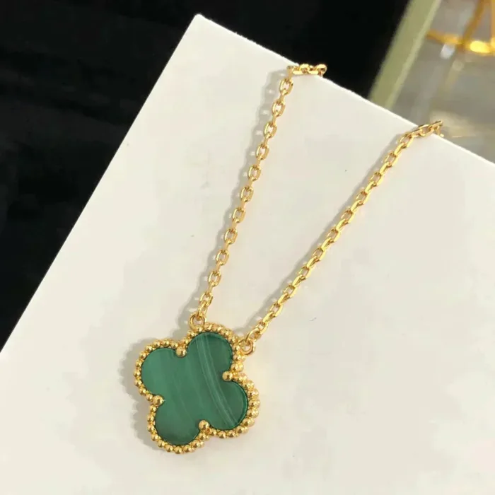 【Valleron Jewelry】CLOVER 15MM MALACHITE SINGLE FLOWER  NECKLACE - Image 1