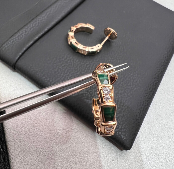 【Valeron Jewelry】SERPENTI MALACHITE PINK GOLD EARRINGS - Image 4