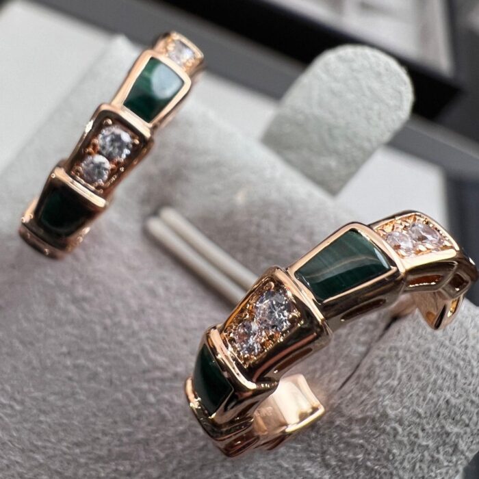 【Valeron Jewelry】SERPENTI MALACHITE PINK GOLD EARRINGS - Image 5