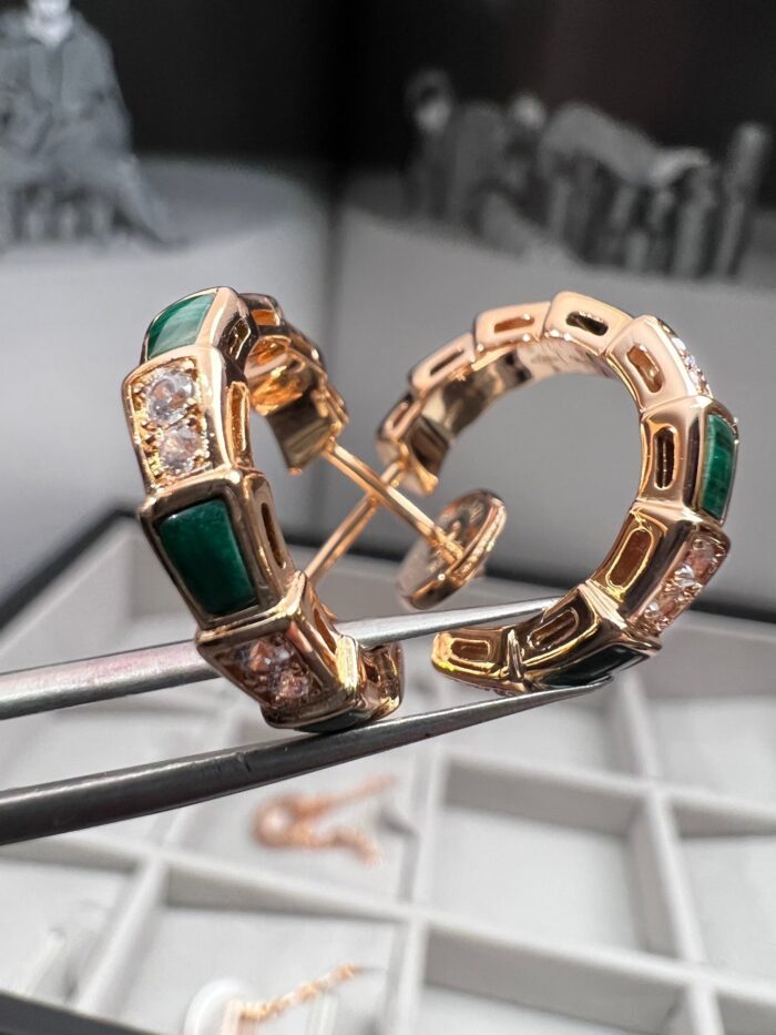 【Valeron Jewelry】SERPENTI MALACHITE PINK GOLD EARRINGS - Image 6
