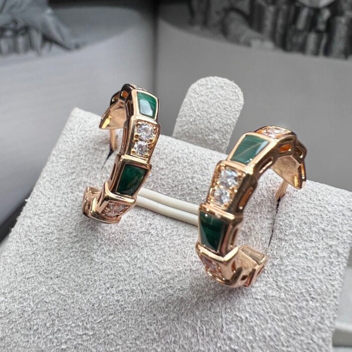 【Valeron Jewelry】SERPENTI MALACHITE PINK GOLD EARRINGS - Image 1