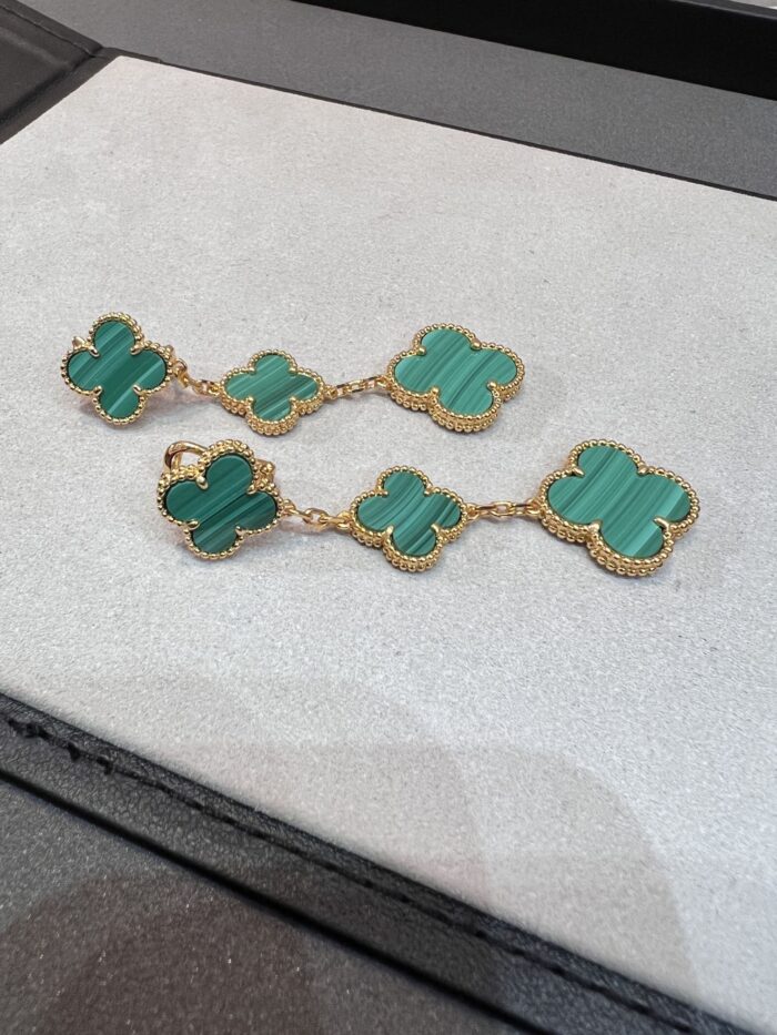 【Valeron Jewelry】CLOVER MALACHITE 3 MOTIFS GOLD - Image 4