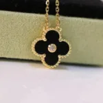 【Valleron Jewelry】CLOVER 15MM DIAMOND ONYX NECKLACE - Image 4