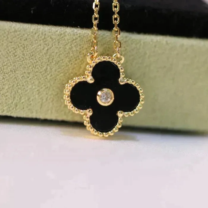 【Valleron Jewelry】CLOVER 15MM DIAMOND ONYX NECKLACE - Image 4