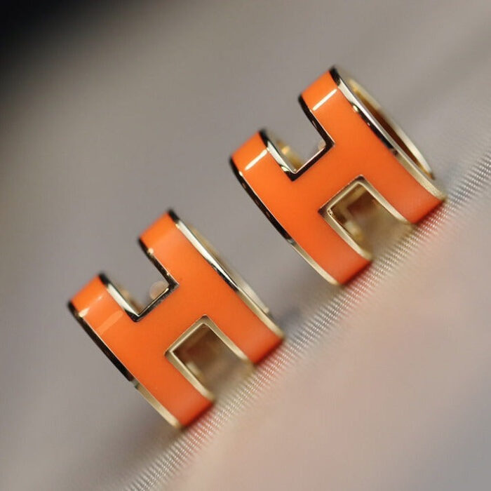 【Valeron Jewelry】MINI POP H EARRINGS ORANGE - Image 1