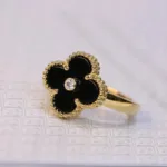 【Valeron Jewelry】CLOVER ONYX RING GOLD DIAMOND