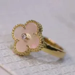 【Valeron Jewelry】CLOVER PINK MOP RING GOLD DIAMOND