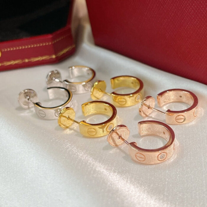 【Valeron Jewelry】LOVE EARRINGS 5.7MM 2 DIAMONDS - Image 5