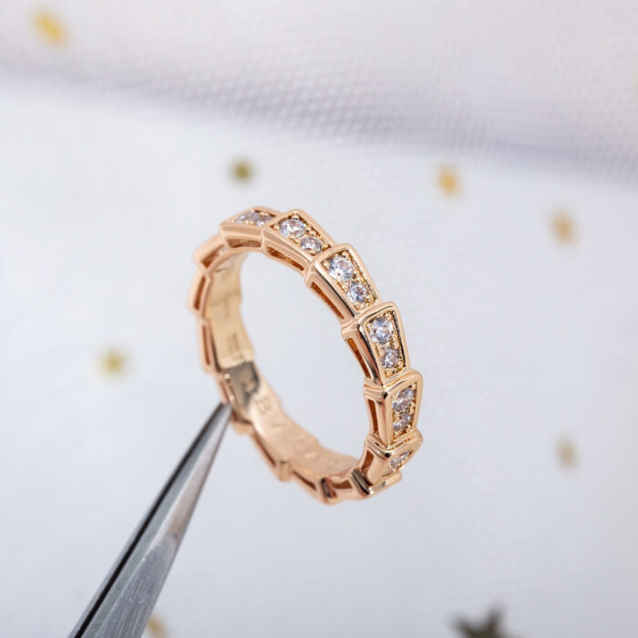 【Valerone Jewelry】SERPENTI RING PINK GOLD DIAMOND PAVED 3MM - Image 1