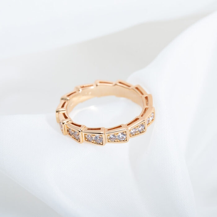 【Valerone Jewelry】SERPENTI RING PINK GOLD DIAMOND PAVED 3MM - Image 7