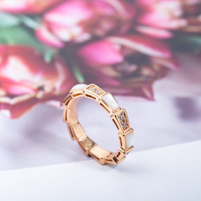 【Valerone Jewelry】SERPENTI RING PINK GOLD DIAMOND MOP 3MM - Image 8