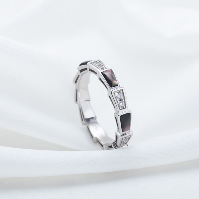 【Valerone Jewelry】SERPENTI RING SILVER  DIAMOND BLACK MOP 3MM - Image 3