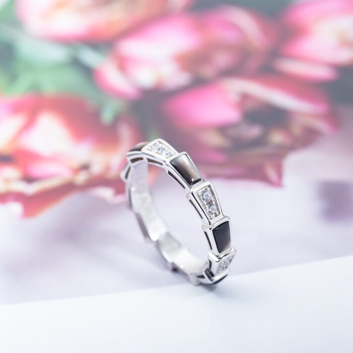 【Valerone Jewelry】SERPENTI RING SILVER  DIAMOND BLACK MOP 3MM - Image 7