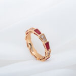 【Valerone Jewelry】SERPENTI RING PINK GOLD CARNELIAN DIAMOND 3MM - Image 2