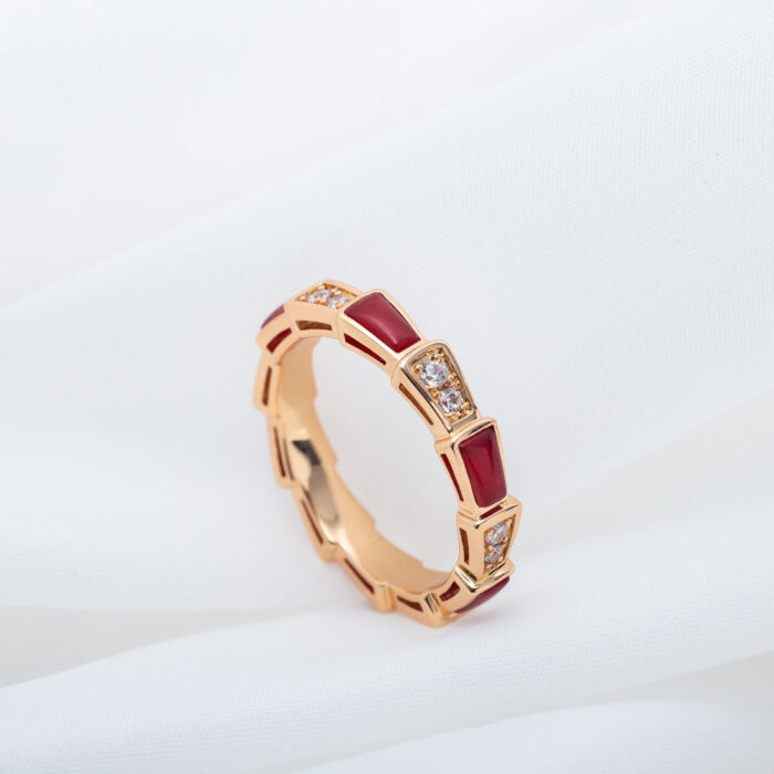 【Valerone Jewelry】SERPENTI RING PINK GOLD CARNELIAN DIAMOND 3MM - Image 2