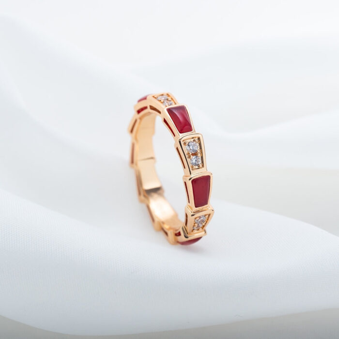 【Valerone Jewelry】SERPENTI RING PINK GOLD CARNELIAN DIAMOND 3MM - Image 4