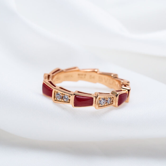【Valerone Jewelry】SERPENTI RING PINK GOLD CARNELIAN DIAMOND 3MM - Image 8