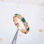 【Valerone Jewelry】SERPENTI RING PINK GOLD MALACHITE DIAMOND 3MM