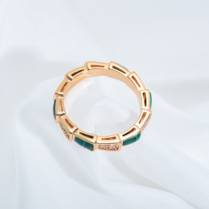 【Valerone Jewelry】SERPENTI RING PINK GOLD MALACHITE DIAMOND 3MM - Image 4